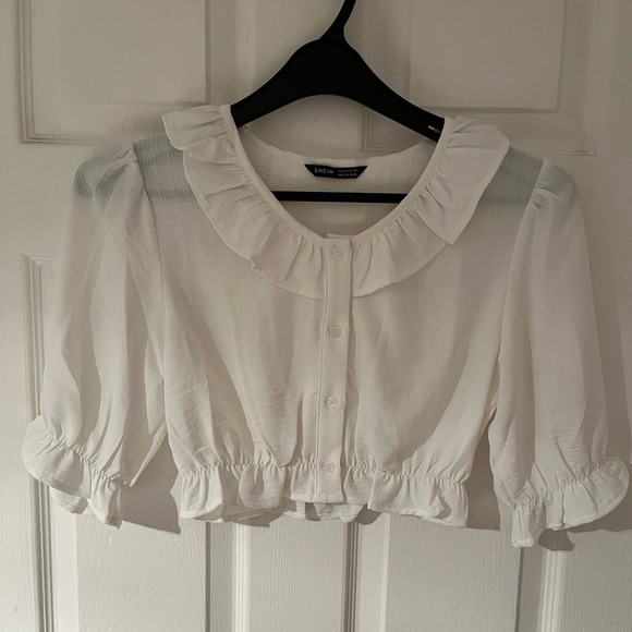 white ruffle blouse - Picture 3 of 5